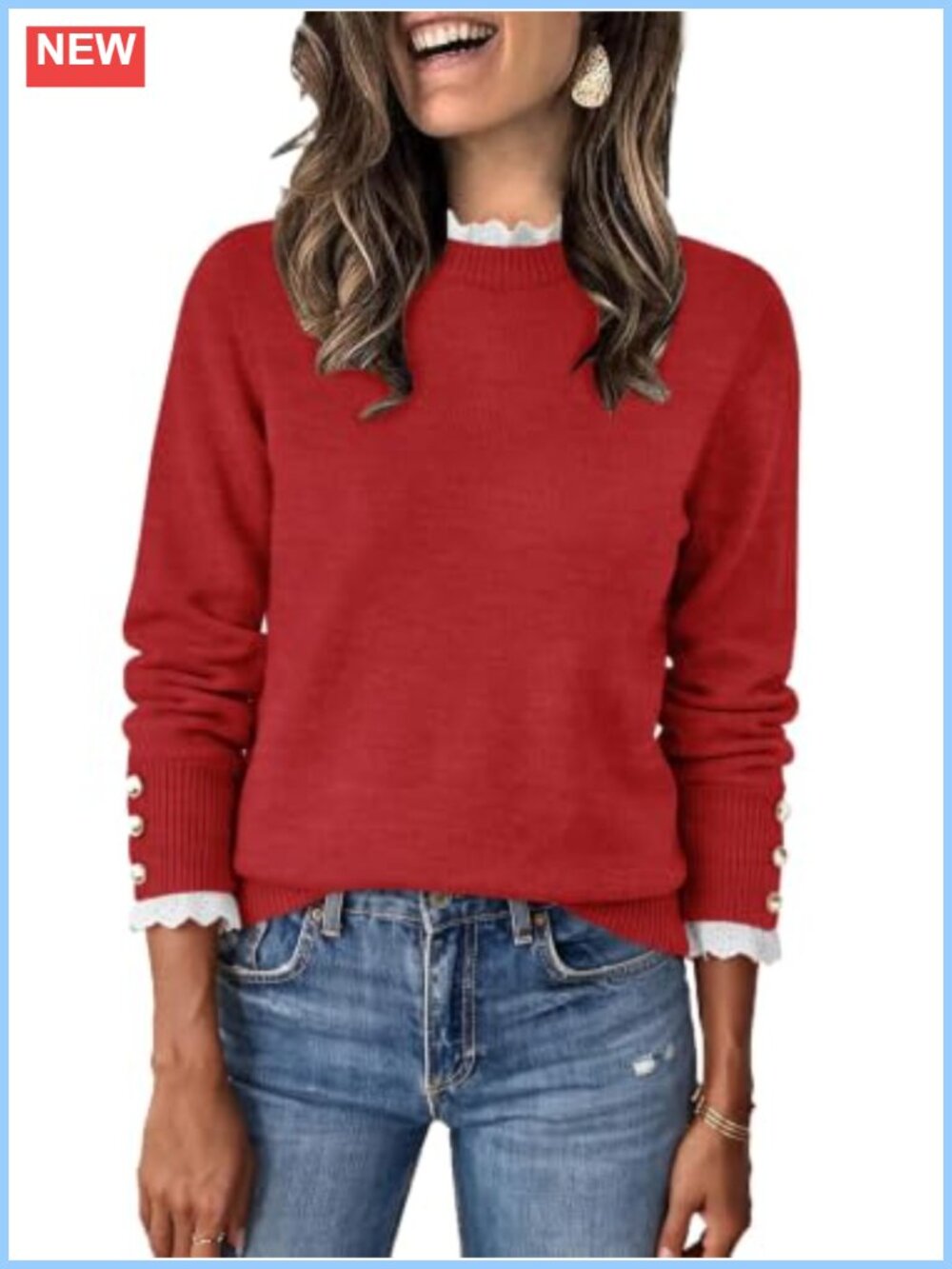 Women's Ruffle Lace Peplum Mock Neck Long Sleeve Pullover Sweater